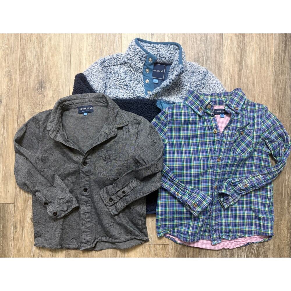 Andy & Evan Boys Clothing Bundle Size 6 Pullover Button Up Shirt Set of 3